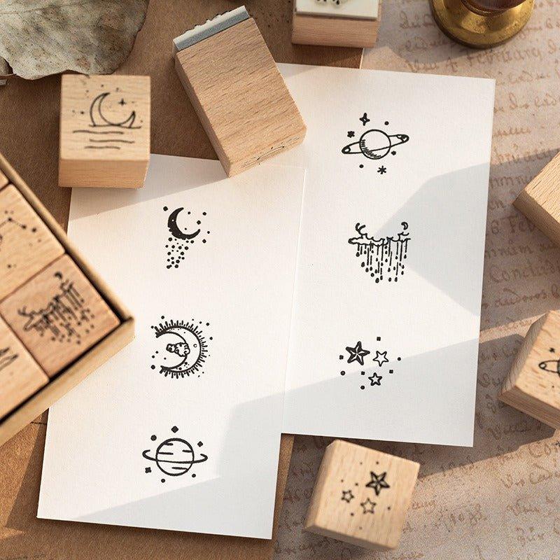 7006 Wooden Stamp Set Moon and Sixpence Collection - Memo Journals