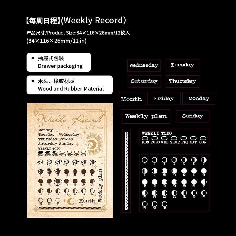 7012 Wooden Stamp Set Weekly Calendar Series - Memo Journals