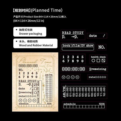 7012 Wooden Stamp Set Weekly Calendar Series - Memo Journals