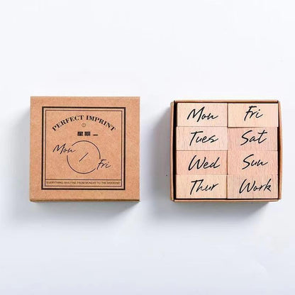 7015 Wooden Stamp Set for the Month of the Week - Memo Journals