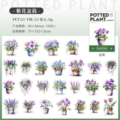 1182 PET Sticker Pack Small Potted Plant Series - Memo Journals