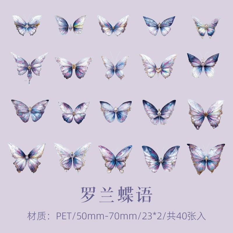 1089 Cuiyu Butterfly Dream Series PET Stickers - Memo Journals