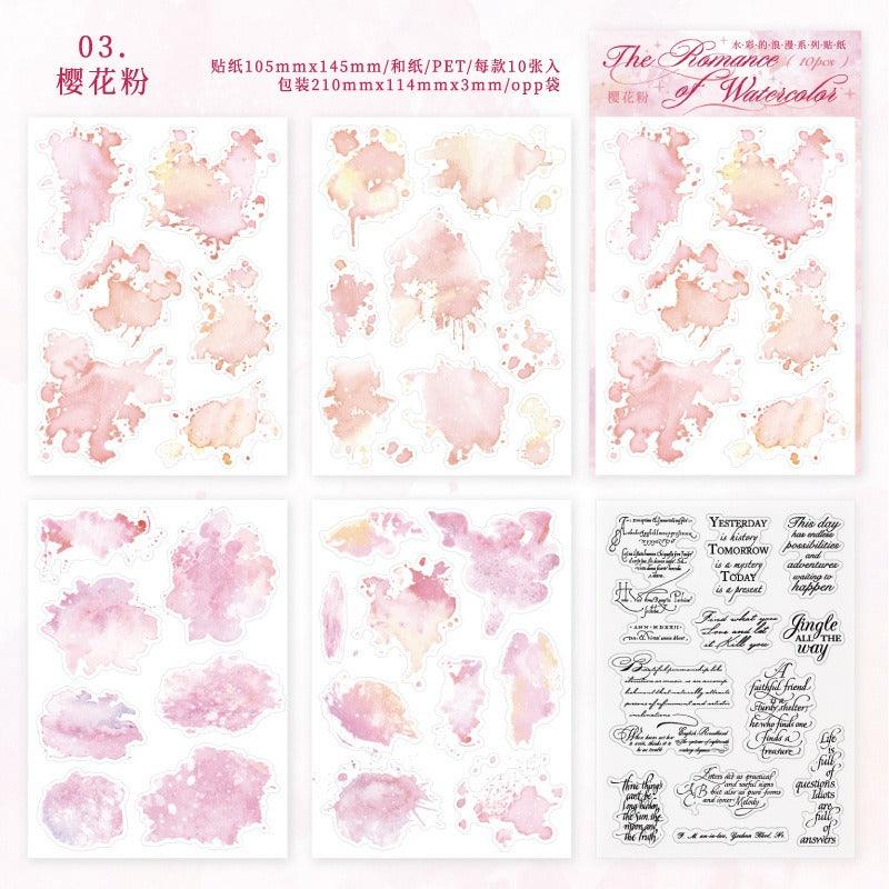 1177 PET Sticker Pack Watercolour Romance Collection - Memo Journals