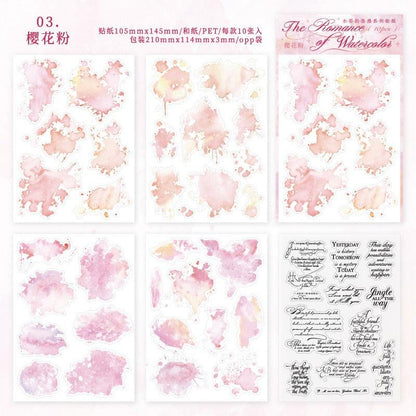 1177 PET Sticker Pack Watercolour Romance Collection - Memo Journals