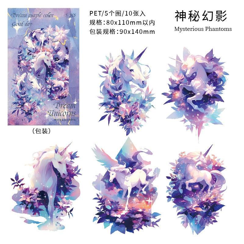 1060 Dark Phantom PET Sticker Pack Dreamland Unicorn Collection - Memo Journals