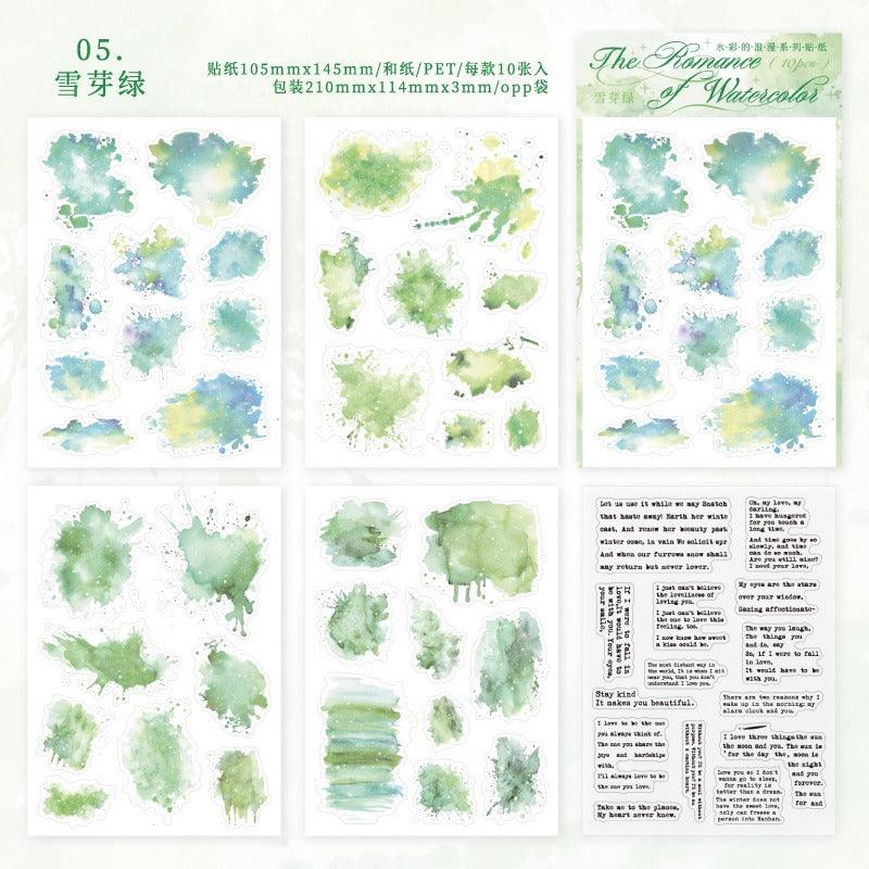 1177 PET Sticker Pack Watercolour Romance Collection - Memo Journals