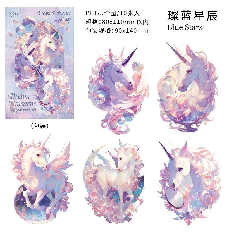 1060 Dark Phantom PET Sticker Pack Dreamland Unicorn Collection - Memo Journals