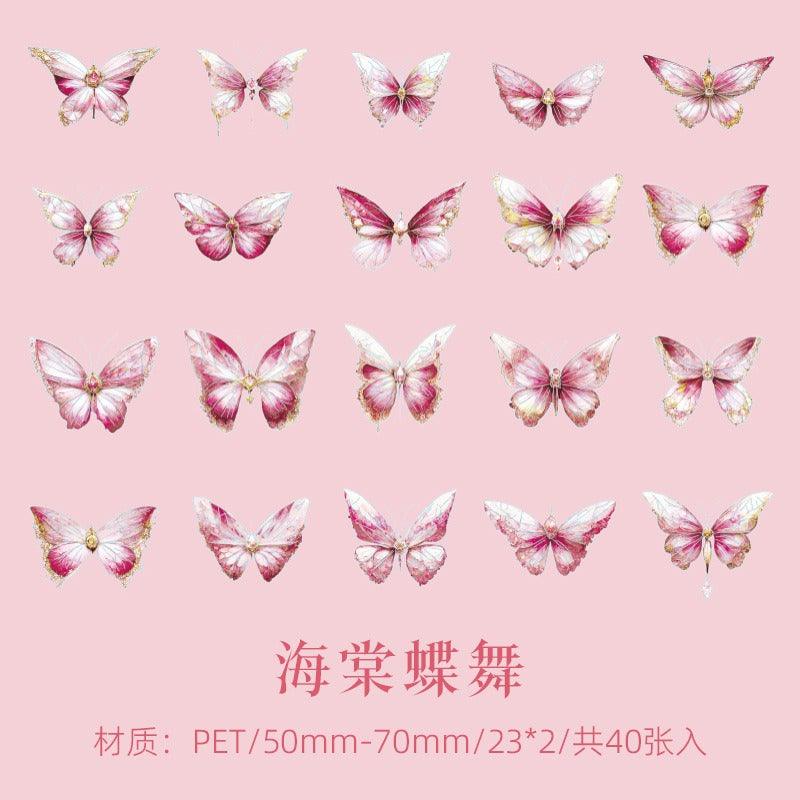 1089 Cuiyu Butterfly Dream Series PET Stickers - Memo Journals