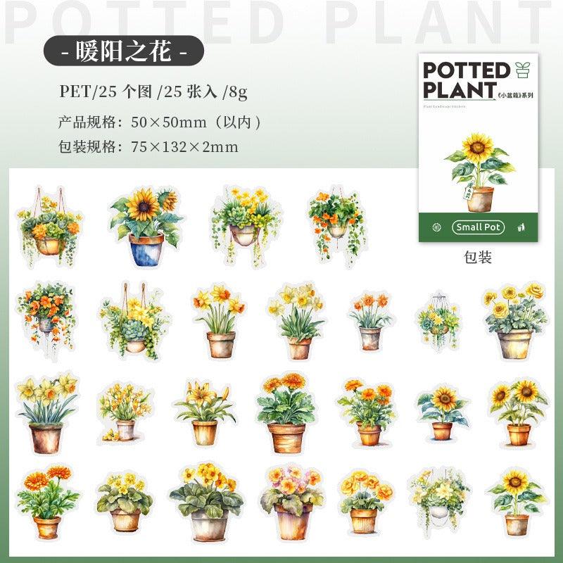 1182 PET Sticker Pack Small Potted Plant Series - Memo Journals