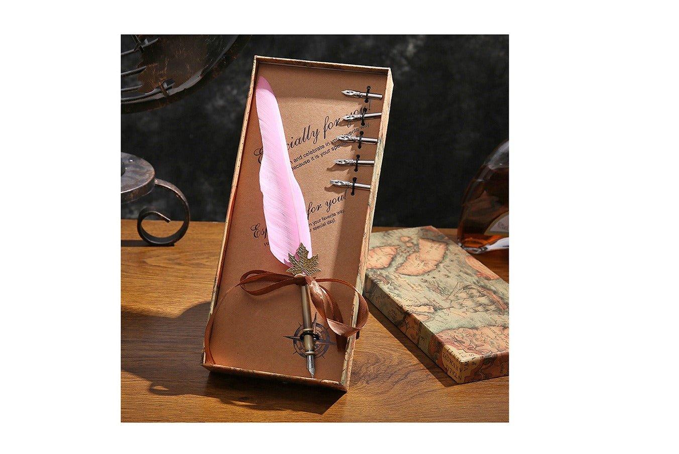 9015 Feather Pen Vintage Goose Quill Calligraphy Fountain Pen Set - Memo Journals