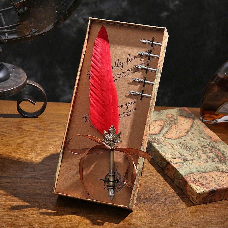 9015 Feather Pen Vintage Goose Quill Calligraphy Fountain Pen Set - Memo Journals