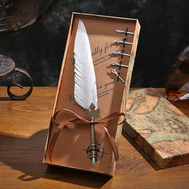 9015 Feather Pen Vintage Goose Quill Calligraphy Fountain Pen Set - Memo Journals