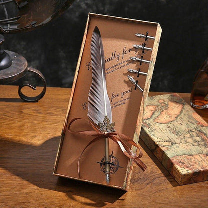 9015 Feather Pen Vintage Goose Quill Calligraphy Fountain Pen Set - Memo Journals