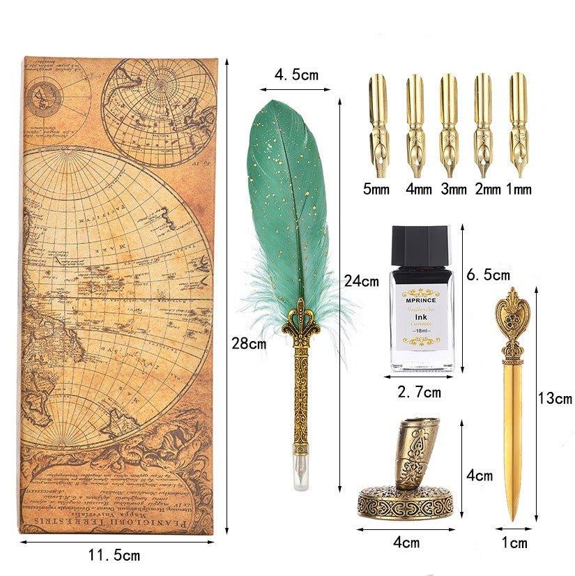 9018 New European Feather Pen Set - Memo Journals