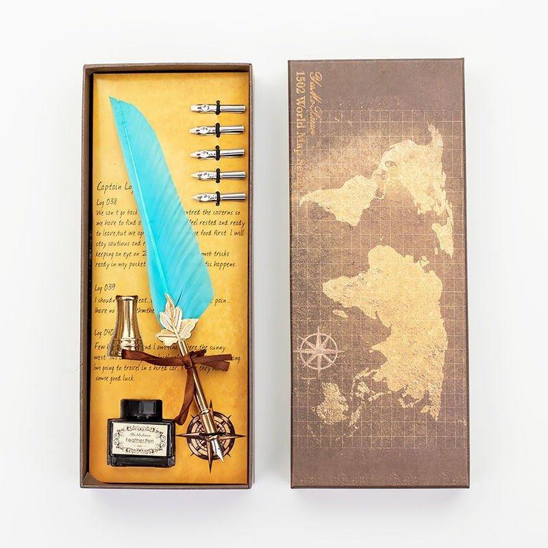 9021 Feather Fountain Pen Set Leaf Shape Dip Pen Ink Pen - Memo Journals