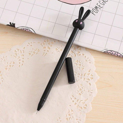 9029 Creative cartoon stationery cute cute rabbit jelly neutral pen black - Memo Journals