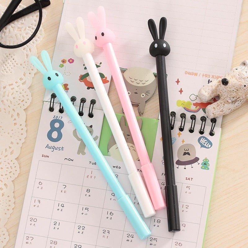 9029 Creative cartoon stationery cute cute rabbit jelly neutral pen black - Memo Journals