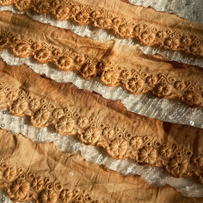 9134 Handmade tea-dyed lace junk journal vintage old handbook material fabric accessories - Memo Journals