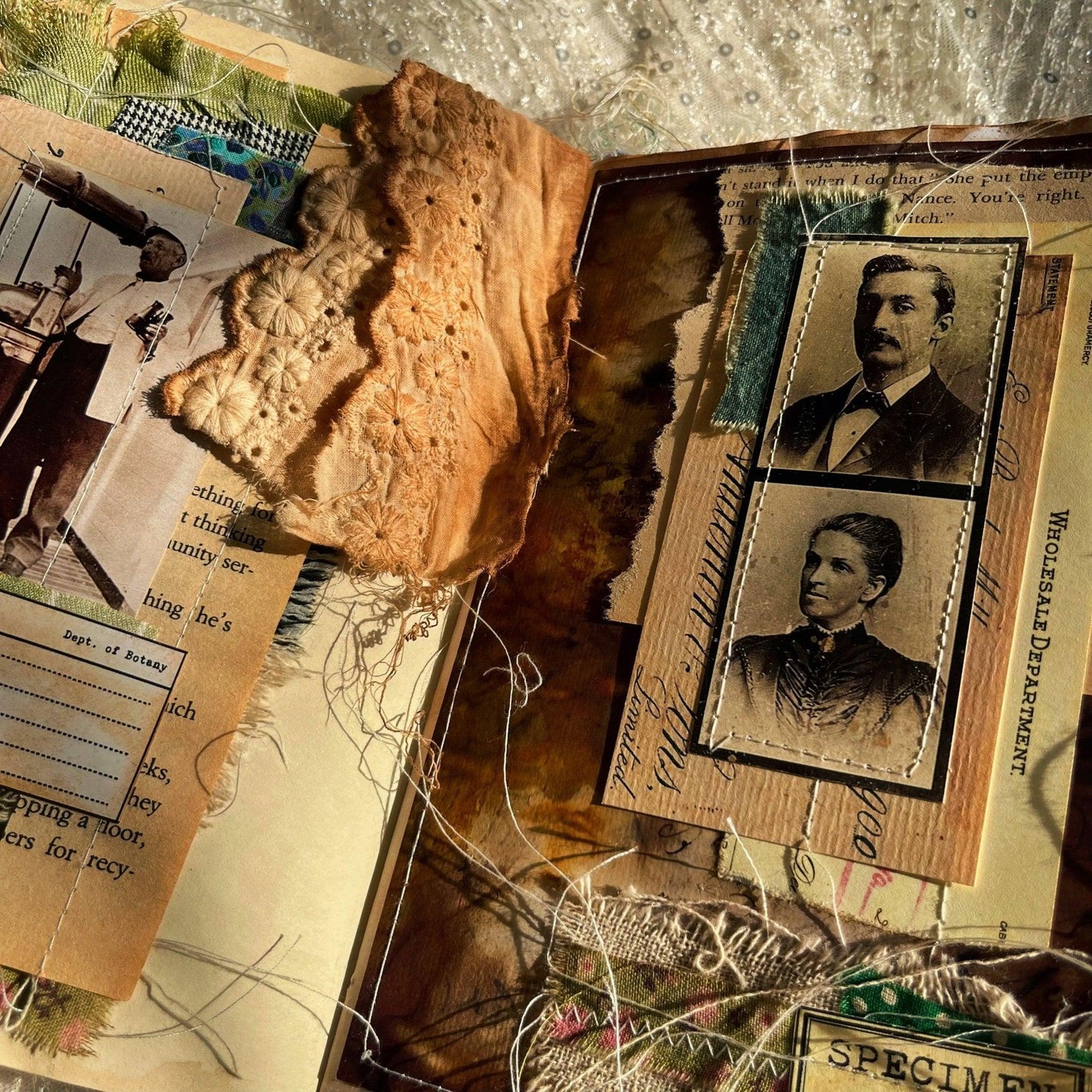 9134 Handmade tea-dyed lace junk journal vintage old handbook material fabric accessories - Memo Journals