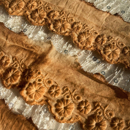 9134 Handmade tea-dyed lace junk journal vintage old handbook material fabric accessories - Memo Journals
