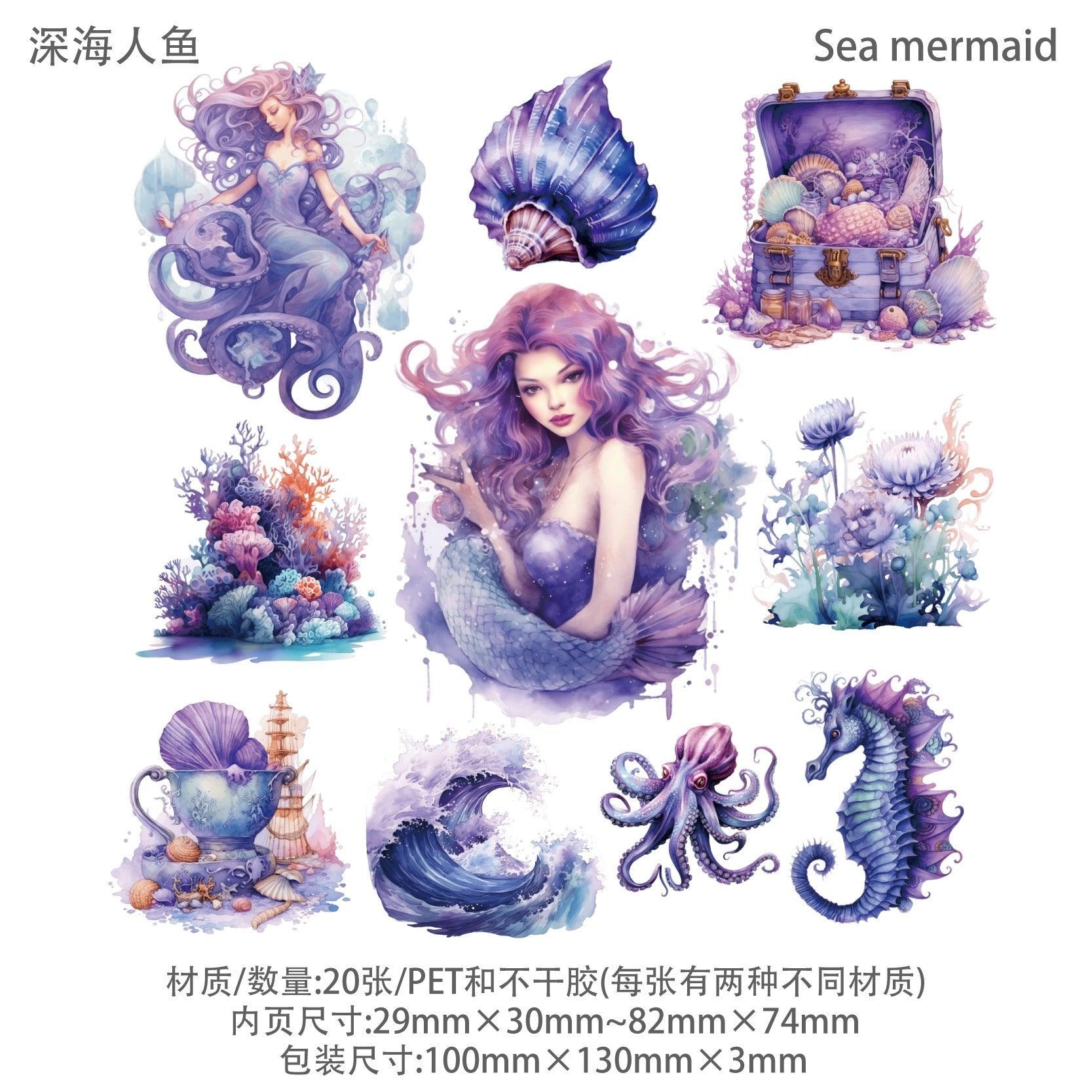 1056 Sticker Pack Mermaid Poseidon Series - Memo Journals