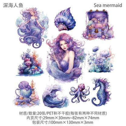 1056 Sticker Pack Mermaid Poseidon Series - Memo Journals