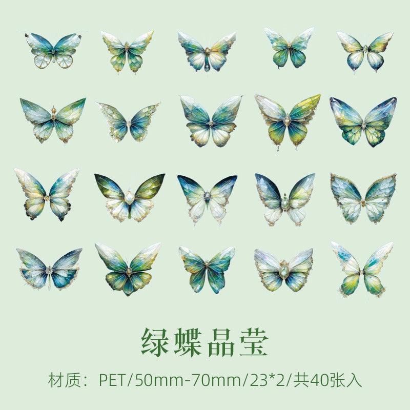 1089 Cuiyu Butterfly Dream Series PET Stickers - Memo Journals