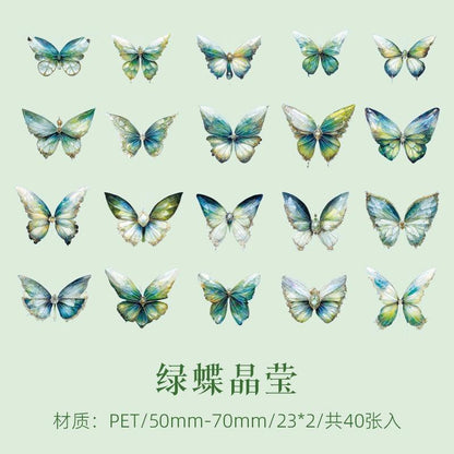 1089 Cuiyu Butterfly Dream Series PET Stickers - Memo Journals