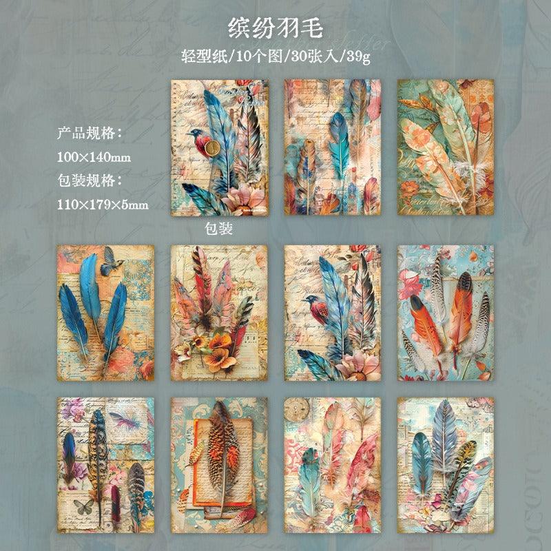 2013 letter with feathers on three dimensional background material paper - Memo Journals