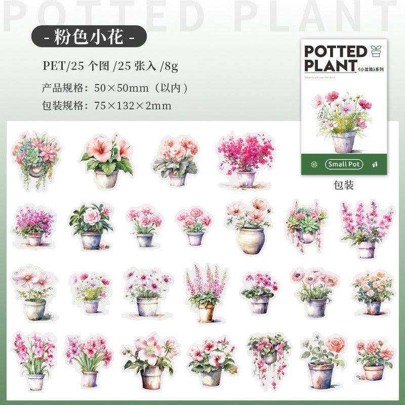 1182 PET Sticker Pack Small Potted Plant Series - Memo Journals