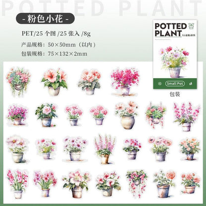 1182 PET Sticker Pack Small Potted Plant Series - Memo Journals